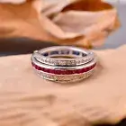 Top Grade Natural Diamond,Ruby,Sapphire Square 925 Sterling Silver Ring Rj-36