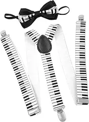 [Frediuo] Mens Suspenders Bowtie Set Pants Suspenders Casual with Clips Shoulder Straps Y Shape Brace for Party Formal Wear Trousers