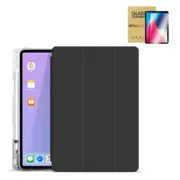 StylePro combo, iPad 7th, 8th, 9th, 10.2” slim fit smart folio case + tempered glass screen protector, black.