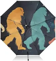[PDZRMY] UV Protection Travel Umbrella Sasquatch Colors Silhouette Compact for Rain and Sun - Auto Open and Close UPF 50+ Windproof Portable 46” Sun Umbrella for Women and Men