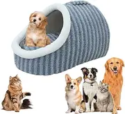 Generic Plush Dog Bed Cave, Cozy Hideaway Pet Bed, Blue, 60 * 45 * 35cm