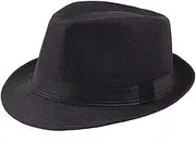 [Miekeits] Mens Short Brim Straw Fedora Hat Summer Beach Sun Hat Jazz Hat Light Weight Panama Cap