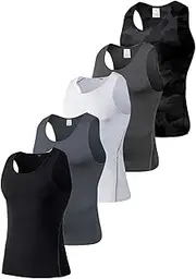 [YUSHOW] 3 or 5 Pack Mens Running Tank Tops Breathable Workout Muscle Sleeveless T-Shirts Summer Gym Fitness Vests Quick Dry Tops Training Bodybuilding Shirts