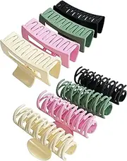 4.1 Inch Upgraded Large Claw Clips for Women Thick Hair, Lolalet Double Row Teeth Big Matte Strong Hold Nonslip Hair Clips Rectangular Neutral Jaw Clip for Girls Thin Curly Long Hair -8 Pack, Style B