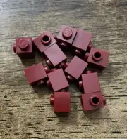 LEGO Dark Red Brick Modified 1 x 1 with Stud on Side. QTY 12. Part 87087