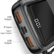 Baseus 10000mAh Mini power bank Built-in cable for iPhone 14 13 12 11 Pro Max