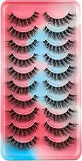 Clear Band Russian Strip Eyelashes C/D Curl Wispy Fluffy Mink Lashes 3D Fluffy Eyelash Manga Lashes Natural looking false eyelashes that look like individual clusters Mink Eye Lashes Pack (AG04)