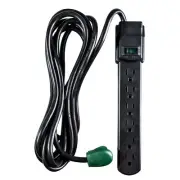 Go Green Power GoGreen Power 12' Surge Protector 6 Outlet Black (GG-16103M-12BK)