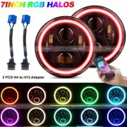 For Jeep Wrangler Jk TJ 7" Round Halo RGB LED Headlights DRL Light Hi/Lo Beam (for: Ford)