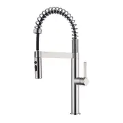 Decaura WELS Pull Down Kitchen Mixer Taps High-arc 3-Mode Pull-out sprayer Laundry Mixer Tap 360 Swivel Sink Faucet Lead-free (Brushed Nickel)