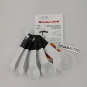 Kitchenaid 5 Measuring Spoons Set White KE057OHWHA Rubber Tips Grip Cups