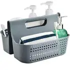 Haundry Portable Shower Caddy Basket, 2 Compartments Plastic Cleaning Caddy O...