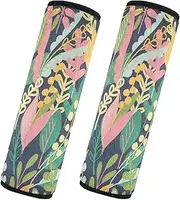 Car Seat Belt Covers Set of 2 Soft Unique Car Safety Seat Belt Strap Shoulder Pad Camera Bag Strap Cover Car Accessories for Adults and Kids M Bird Bright Plants