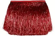10 Yards 6 Inch Wide Metallic Fringe Trim Tinsel Fringe Tinsel Trim DIY Latin Dance Costume Clothing Accessories Shiny Tassel Lace Fringe Trimming Dance Tassels Trim (Red)