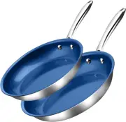 2 Pc 10 + 11 Inch Stainless Steel Pan, Non Stick Frying Pans Nonstick Skillet Pa