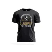 Collingwood Magpies AFL 2023 Adults Flagpie Tee | Black by Sporting House