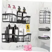 Shower Caddy Set of 5 – 2 Large Stainless Steel Shower Racks with 20 Hooks, 2