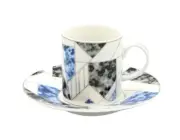 Porcelain China Espresso Turkish Coffee Demitasse Set of 6 Cups + Saucers