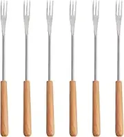 STOBAZA 6 Pcs Fondue Forks 10.2 Inch Stainless Steel Skewer Sticks Cheese Fondue Sticks Kitchen Utensils Food Forks with Handles for Cheese, Meat, Vegetable Hot Pot Barbecue