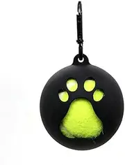 Dog Toy Ball Holder - Leash Attachment, Hands-Free, Pet Toys, Silicone, Lightweight, for All Breeds and Sizes, Fits Standard Tennis Balls - Tennis Ball NOT Included (Black)