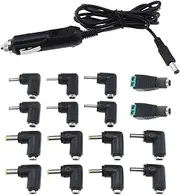 eMagTech 17pcs Car Charger Power Cord DC 12V 2A 24 W 5.5x2.1mm to Cigarette Lighter 1.5m Cable with 16pcs Connector for DVD Player Router GPS Camera