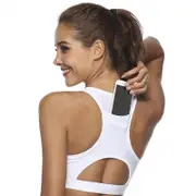 Nevenka Sports Bra with Back Pocket Medium Support Breathable Underwear-White