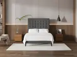 My Style Buttoned Headboard & Gas Lift Base - Double / Gunmetal / Slimline Base