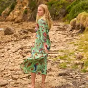 Boho Bliss Cotton Maxi Dress - Vibrant Floral Coastal Cover-Up - BD51