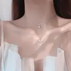Unique Design Double Layered Necklace Featuring Diamond and Moon Elements