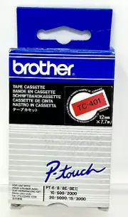 Brother TC-401 12mm Black on Red - Label Tape Cartridge for P-Touch