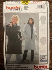 Burda 2568 UNCUT Sewing Pattern, Misses' Coat, Size 8-20