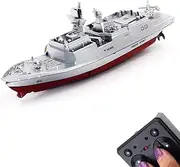 Tipmant Military RC Naval Ship Vessel Model Remote Control Boat Speedboat Yacht Electric Water Kids Toy - Silver
