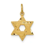 Sterling Silver Gold-Tone Engraved Small Jewish Star Pendant