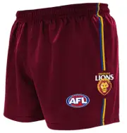 AFL BRISBANE LIONS "NEW DESIGN" ADULTS FOOTY SHORTS - BRAND NEW