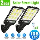 2x LED Solar Flood Light Motion Sensor Security Wall Yard Street Lamp 108 LEDs