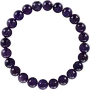 [BRCbeads] Gemstone Bracelets Natural Amethyst Genuine Gemstones Birthstone Handmade Healing Power Crystal Beads Elastic Stretch 8mm 7.5 inch with Gift Box Unisex