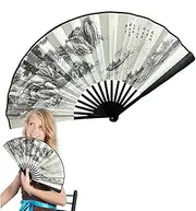 Meindin Handheld Folding Fans, Hand Held Silk Fabric Fan Decorations, Foldable Handheld Chinese Style Crafts for Wedding, Party, Performance