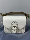 NET Coach Beat Taupe Shoulder Bag 18 With Horse And Carriage Print Truffle White