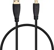 BronaGrand Micro HDMI Male Type D to Type C Mini HDMI Male Connector Adapter Cable Cord Black,0.3 Metre