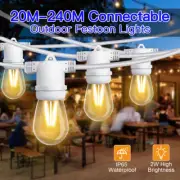 20M-240M LED String Festoon Lights 20-240 Bulbs Outdoor Garden Party Retro Lamps