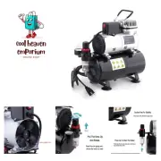 Upgraded Airbrush Single-Piston Oil-free Mini Compressor with Cooling Fan, 3L...