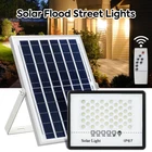 LED Solar Flood Light Sensor Street Outdoor Garden IP67 Remote Security Lights