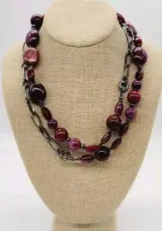 Red & Purple Necklace Lucite Long Gunmetal 41 in Charter Club