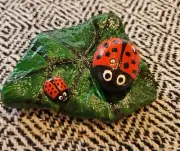 Cute Homemade Painted Rocks Of Ladybugs Lilypad Art Handcrafted Garden Pebbles