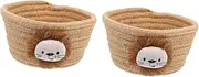 HAKIDZEL 2 Pcs Woven Storage Cotton Organizer Home Storage Basket Holder Woven Cotton Basket