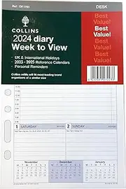Collins 2024 Dayplanner Organiser Diary Organiser Refill Pad - Desk - Week to View with Appointments - 2024 Weekly Planner Refill