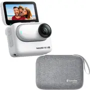 Insta360 GO 3S Action Camera w/Insta360 Go Carry Case - Arctic White 128GB Edition - Recording Up to UHD 4K Video and Photos - FlowState 6-Axis Gyro Stabilization [CAMINS0008B0]