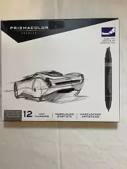 Prismacolor Premier 12 Piece Art Marker Set, NEUTRAL GREY Chisel/Fine Tips, NOS