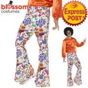CA655 Groovy Flared Bell Bottom 1960s 1970s Hippie Retro Costume Pants Trousers