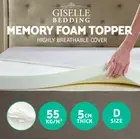 5CM Double Visco Elastic Memory Foam Mattress Topper Bedding 55kg/m³ Breathable